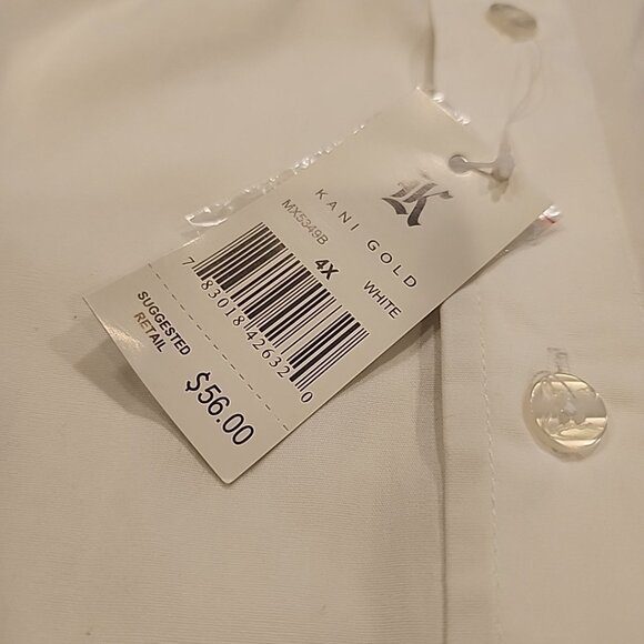 NWT Kani Gold Men's White Graphic Cross Button Front Shirt 4X Short Sleeve - Picture 2 of 8